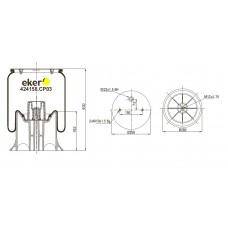 Пневморессора Schmitz (ROTOS) с пластиковым стаканом — Аналог 4158NP03, 21221307S