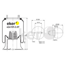 Пневморессора полуприцепа FRUEHAUF, SMB с металлическим стаканом EKER Турция (аналог 4159NP07), артикул 424159.C07