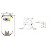  Пневморессора 4159NP05 FRUEHAUF, DAF без стакана,  шпилька+шпилька-штуцер М20/12мм